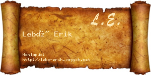 Lebó Erik névjegykártya